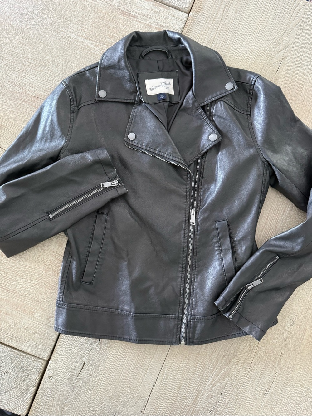 Universal Thread Brown Leather Moto Jacket Oversized XS